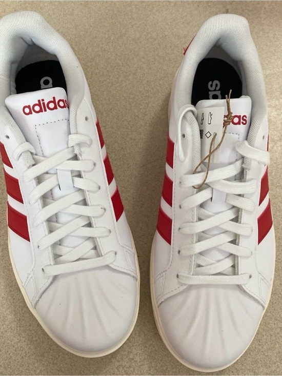adidas Other - Adidas White Sneakers with Red Three-Stripes - Men’s Low-Top 8
